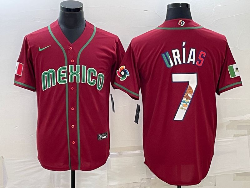 Men 2023 World Cub Mexico #7 Urias Red Nike MLB Jersey14->more jerseys->MLB Jersey